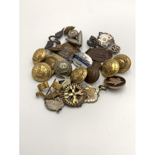 2293 - A collection of badges and buttons to include London Academy of Dance & Dramatic Art, The St. John A... 