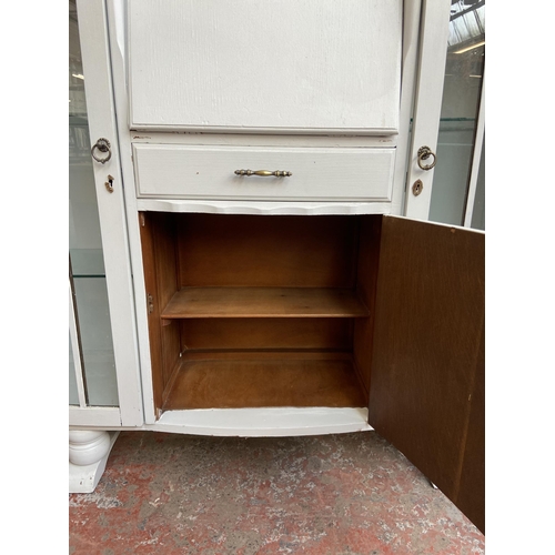 98 - A 1930s grey painted side by side bureau bookcase - approx. 120cm high x 123cm wide x 35cm deep