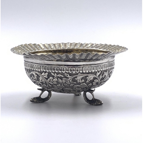 2241 - A late 19th/early 20th century Anglo-Indian silver tri-footed bowl with fish design supports - appro... 