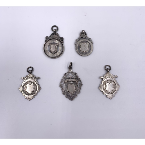 2245 - Five hallmarked sterling silver fobs approx. gross weight 37g