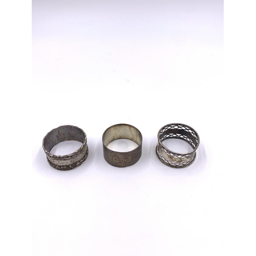 2247 - Three hallmarked sterling silver napkin rings - approx. gross weight 74g