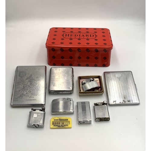 2255 - Eight items of tobacciana, three cigarette cases and five lighters to include Colibri Molectric, Pol... 