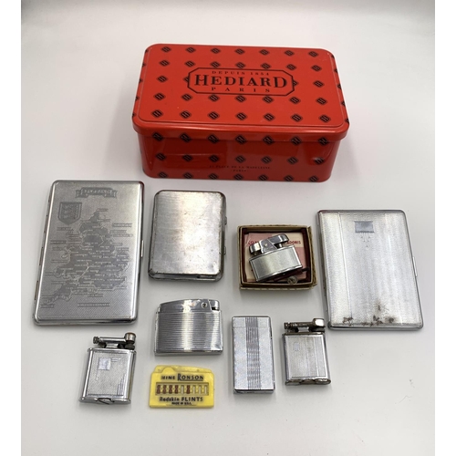 2255 - Eight items of tobacciana, three cigarette cases and five lighters to include Colibri Molectric, Pol... 