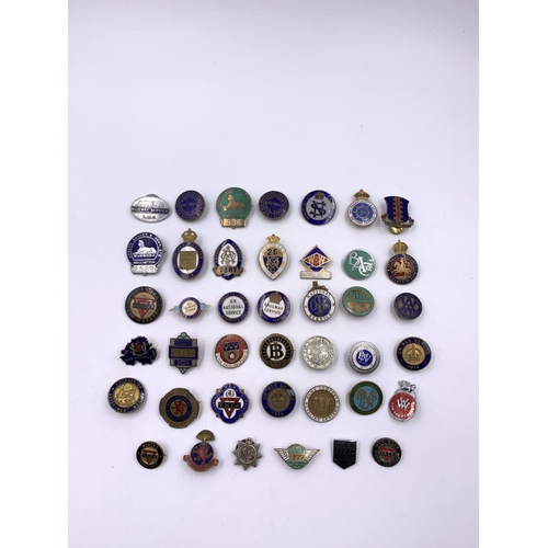 2269 - A collection of vintage enamel badges to include Yorkshire War Worker, Derbyshire Air Raid Welfare, ... 