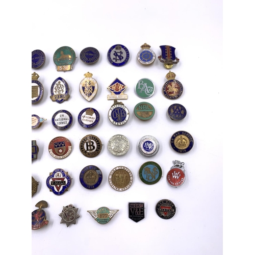 2269 - A collection of vintage enamel badges to include Yorkshire War Worker, Derbyshire Air Raid Welfare, ... 