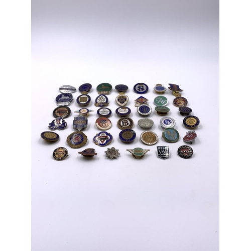 2269 - A collection of vintage enamel badges to include Yorkshire War Worker, Derbyshire Air Raid Welfare, ... 