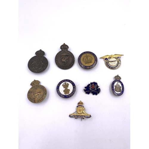 2272 - Nine vintage badges to include Metropolitan Special Constabulary, Derbyshire Special Constabulary, R... 