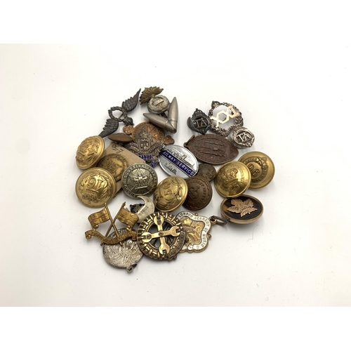 2293 - A collection of badges and buttons to include London Academy of Dance & Dramatic Art, The St. John A... 