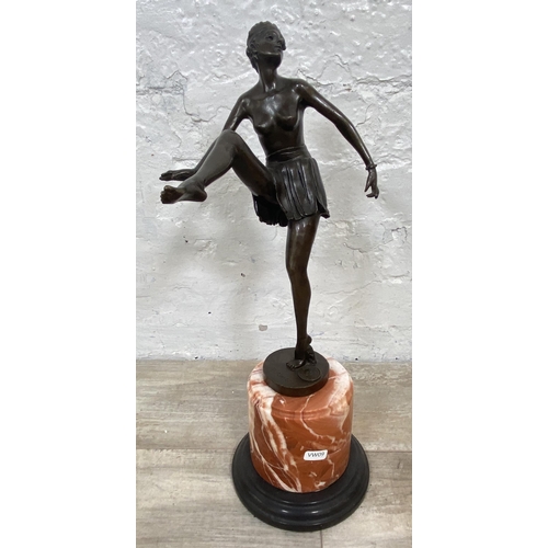 12 - An Art Deco style bronze sculpture on marble base after Dominique Alonzo, stamped 'Bronze Garanti Pa... 