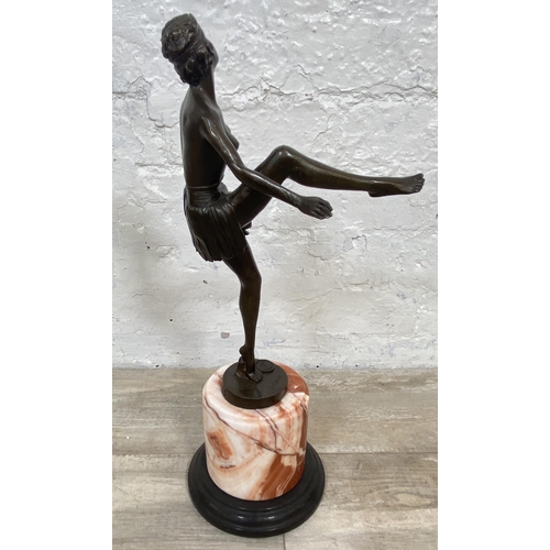 12 - An Art Deco style bronze sculpture on marble base after Dominique Alonzo, stamped 'Bronze Garanti Pa... 