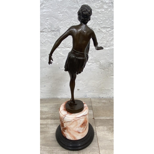 12 - An Art Deco style bronze sculpture on marble base after Dominique Alonzo, stamped 'Bronze Garanti Pa... 