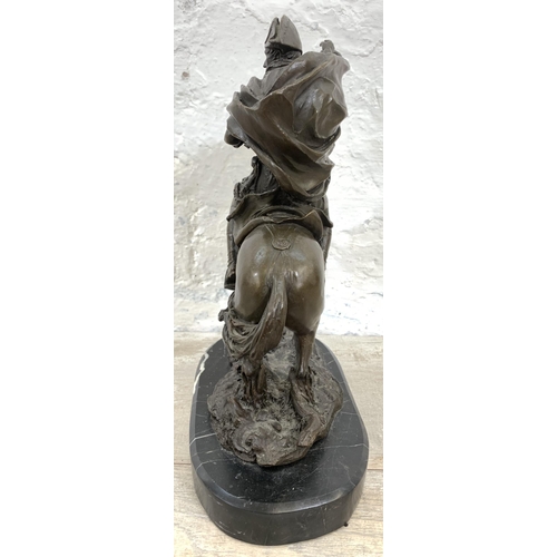 14 - A bronze sculpture of Napoleon Bonaparte on marble base, signed Carpeaux - approx. 28cm high