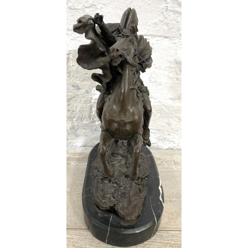 14 - A bronze sculpture of Napoleon Bonaparte on marble base, signed Carpeaux - approx. 28cm high