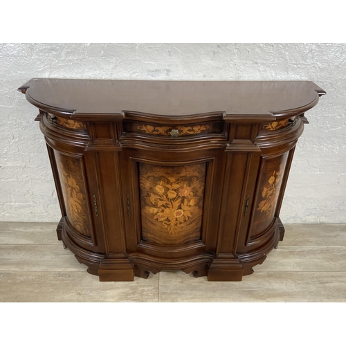 178 - An Italian style inlaid mahogany sideboard with three cupboard doors and three drawers - approx. 93c... 