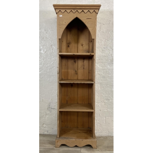 18 - A Victorian style pine four tier bookcase - approx. 148cm high x 47cm wide x 26cm deep