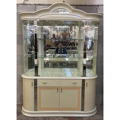 21 - An Italian Eddi Rose high gloss mirror back display cabinet - approx. 215cm high x 164 wide x 47cm d... 