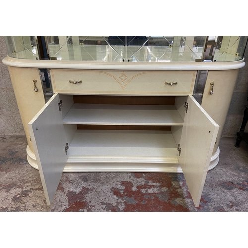 21 - An Italian Eddi Rose high gloss mirror back display cabinet - approx. 215cm high x 164 wide x 47cm d... 