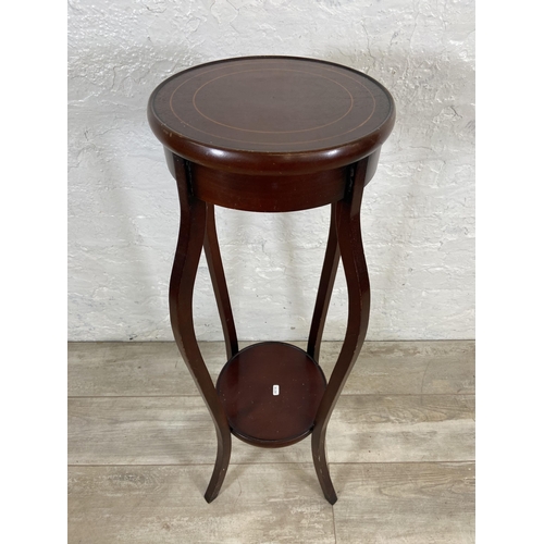 3 - An Edwardian inlaid mahogany circular jardinière stand - approx. 53cm high x 29cm diameter