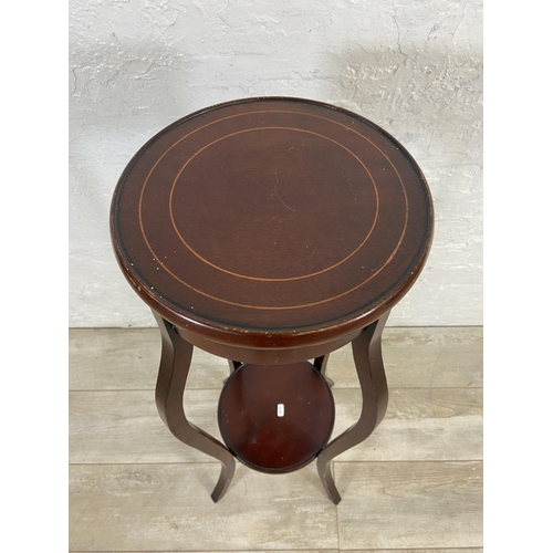 3 - An Edwardian inlaid mahogany circular jardinière stand - approx. 53cm high x 29cm diameter