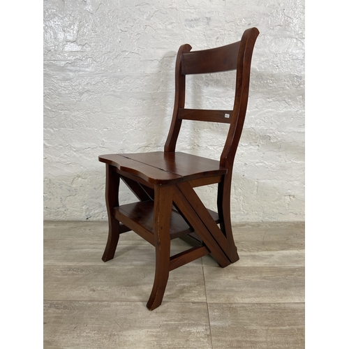 31 - A 19th century style mahogany metamorphic library chair - approx. 88cm high x 43cm wide x 38 deep