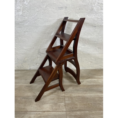 31 - A 19th century style mahogany metamorphic library chair - approx. 88cm high x 43cm wide x 38 deep