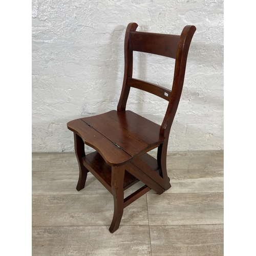 31 - A 19th century style mahogany metamorphic library chair - approx. 88cm high x 43cm wide x 38 deep