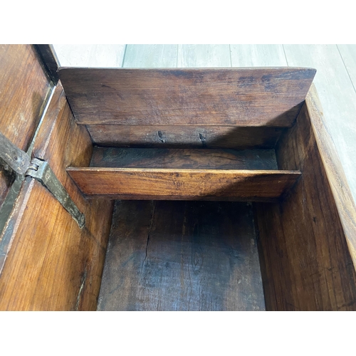 35 - A 19th century teak blanket box/sea chest - approx. 40cm high x 89cm wide x 41cm deep