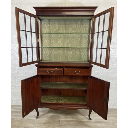 37 - An Edwardian inlaid mahogany bookcase on cabriole supports - approx. 177cm high x 91cm wide x 37cm d... 