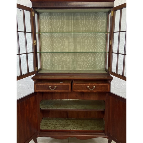 37 - An Edwardian inlaid mahogany bookcase on cabriole supports - approx. 177cm high x 91cm wide x 37cm d... 