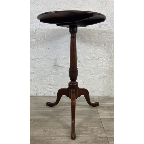 4 - A George III mahogany circular tilt top tripod pedestal side table - approx. 101cm high when tilted ... 