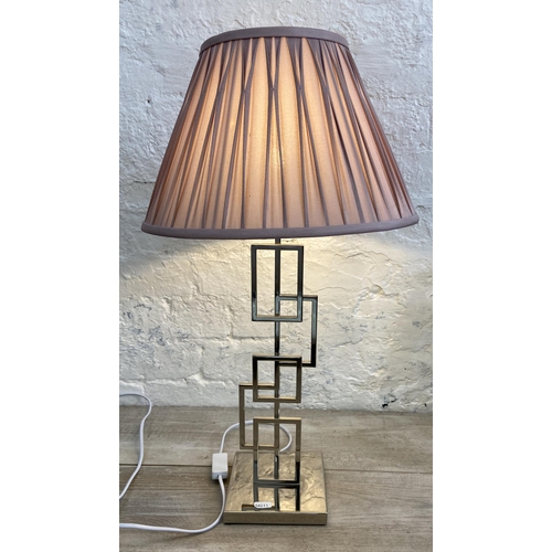 45 - Seven pieces of lighting to include Laura Ashley Home table lamp, pair of copper effect and smoked g... 