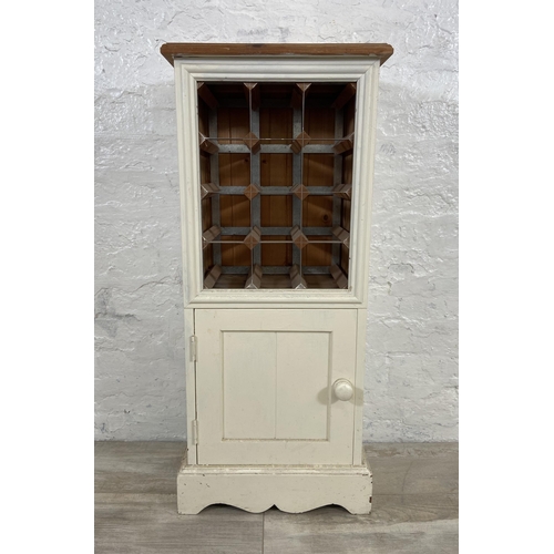 50 - A white painted pine twelve section bottle rack - approx. 90cm high x 39cm wide x 26cm deep