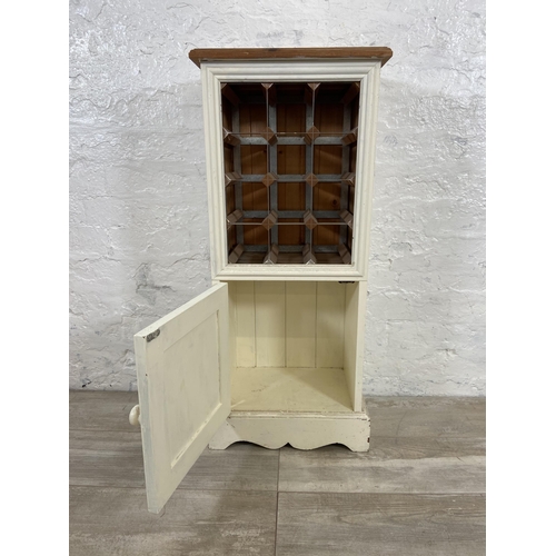 50 - A white painted pine twelve section bottle rack - approx. 90cm high x 39cm wide x 26cm deep