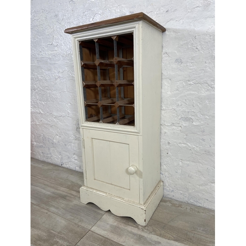 50 - A white painted pine twelve section bottle rack - approx. 90cm high x 39cm wide x 26cm deep