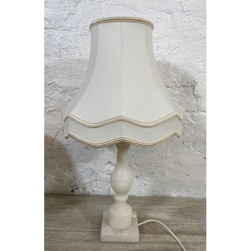 59 - Two mid 20th century table lamps, one glass and one alabaster