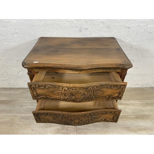 7 - A French Louis XV style carved walnut chest of drawers on cabriole supports - approx. 67cm high x 71... 