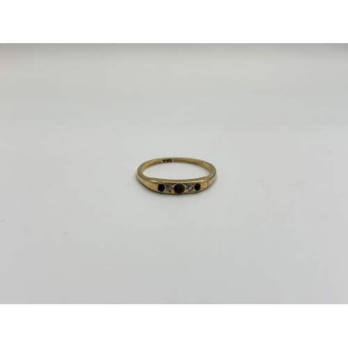 2138 - An 18ct gold sapphire and diamond ring, size N - approx. gross weight 2.1g