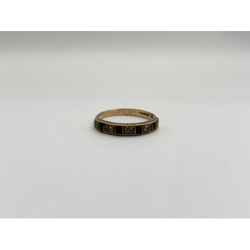 2139 - A hallmarked Birmingham 9ct gold sapphire and clear stone set half eternity ring, size R - approx. g... 