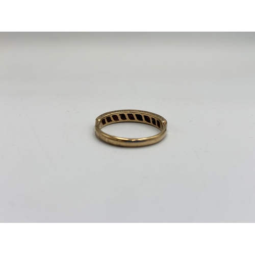 2139 - A hallmarked Birmingham 9ct gold sapphire and clear stone set half eternity ring, size R - approx. g... 