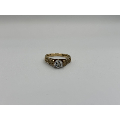 2143 - A hallmarked London 9ct gold CZ solitaire ring, size P½ - approx. gross weight 3.5g