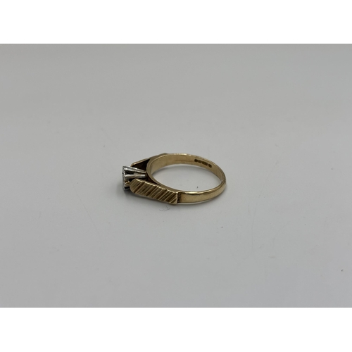 2143 - A hallmarked London 9ct gold CZ solitaire ring, size P½ - approx. gross weight 3.5g