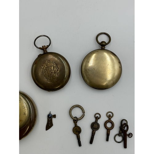 2176 - Three vintage pocket watches with accessories to include Bentima etc.