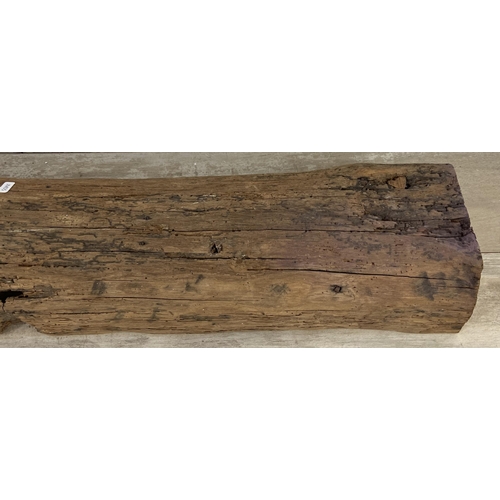 107 - A rustic oak mantel piece - approx. 145cm long