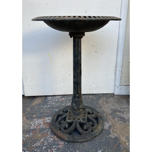 108 - A Victorian style cast metal pedestal bird bath