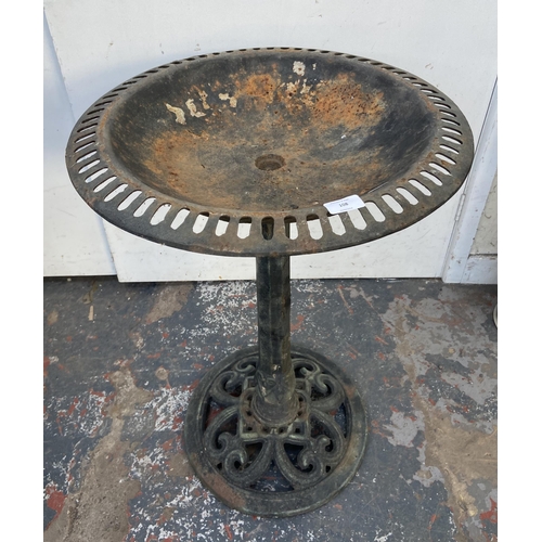 108 - A Victorian style cast metal pedestal bird bath