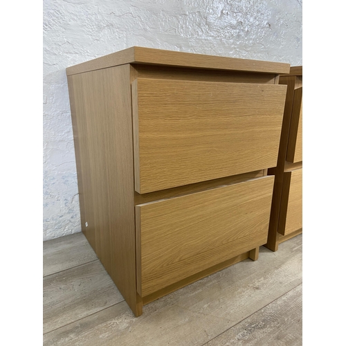 137 - A pair of IKEA Malm oak effect bedside chests of drawers - approx. 55cm high x 40.5cm wide x 48cm de... 