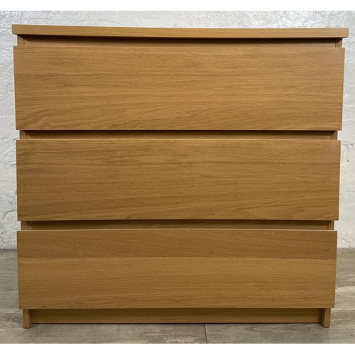 139 - An IKEA Malm oak effect chest of drawers - approx. 78cm high x 80.5cm wide x 48cm deep