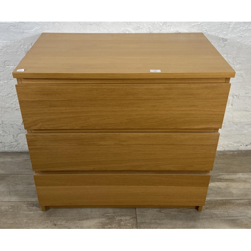 139 - An IKEA Malm oak effect chest of drawers - approx. 78cm high x 80.5cm wide x 48cm deep