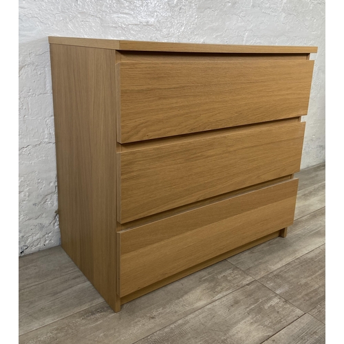 139 - An IKEA Malm oak effect chest of drawers - approx. 78cm high x 80.5cm wide x 48cm deep