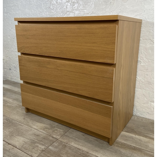 139 - An IKEA Malm oak effect chest of drawers - approx. 78cm high x 80.5cm wide x 48cm deep